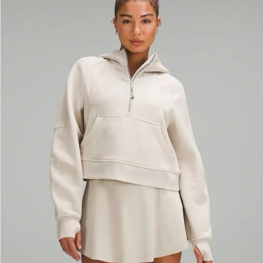 Lululemon Scuba Oversized Half Zip Hoodie in Bone White